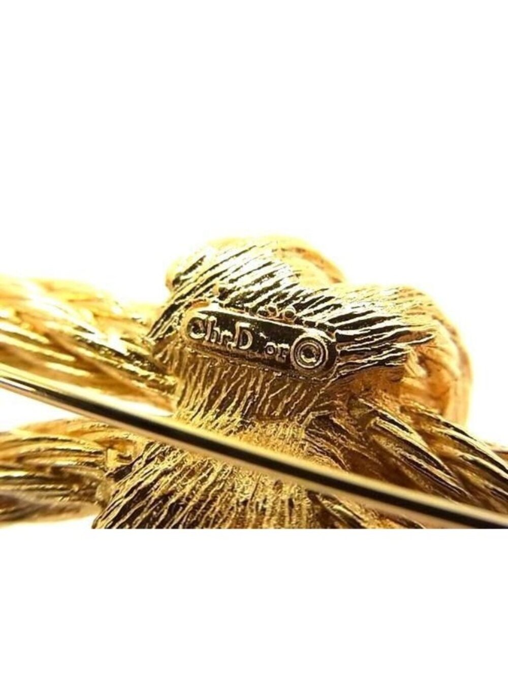 Dior Brooch Gold Metal Rhinestone Rope Motif - Picture 4 of 4